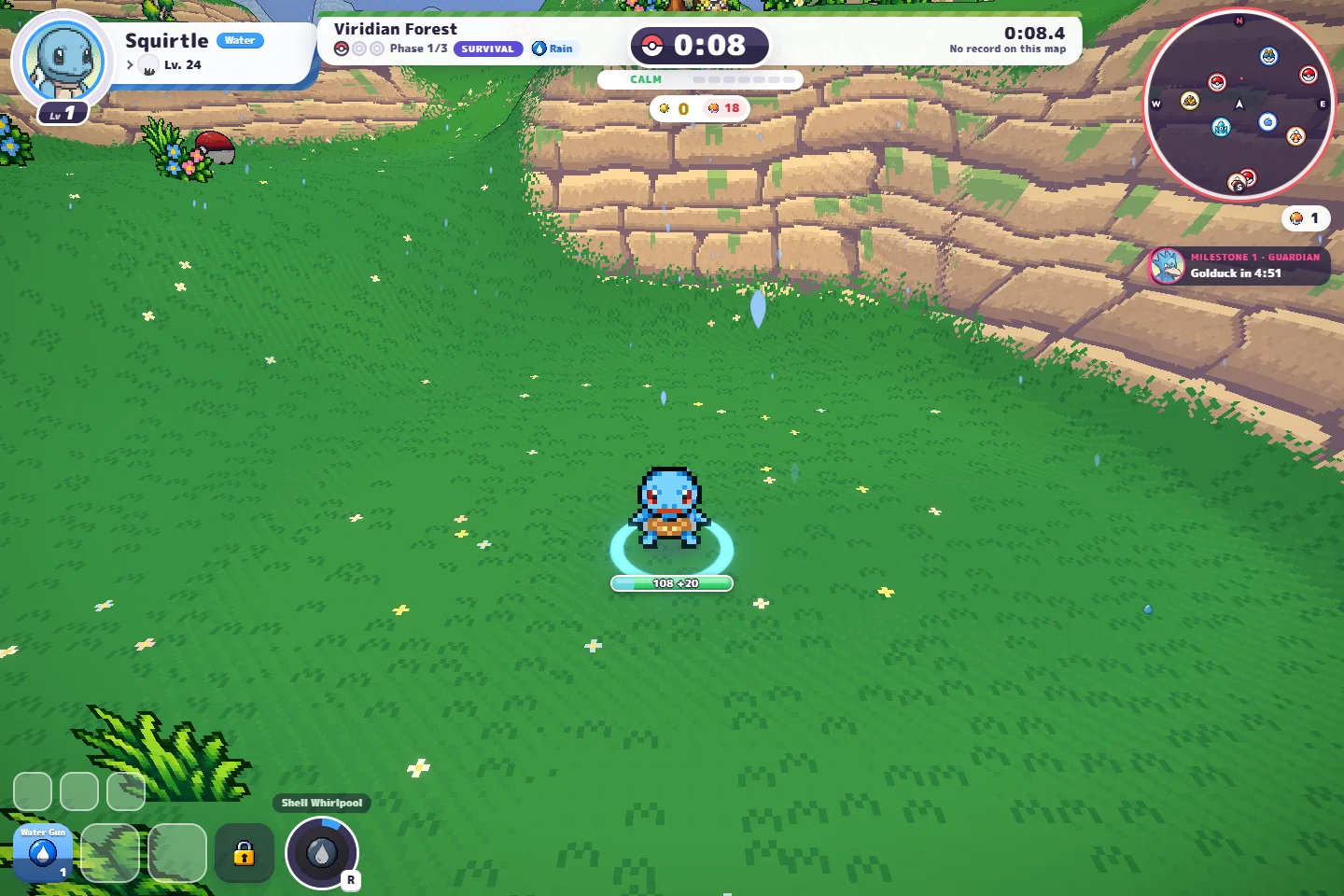 Squirtle firing Water Gun in PokeBonk’s 3D Viridian Forest
